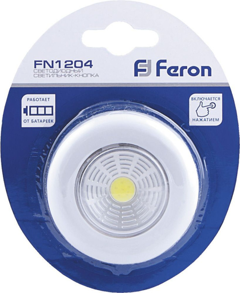 Светодиодный светильник-кнопка Feron FN1204 (1шт в блистере), 2W, белый
