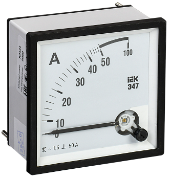 Амперметр аналоговый Э47 50А класс точности 1,5 72х72мм IEK Амперметр аналоговый Э47 50А класс точности 1,5 72х72мм IEK