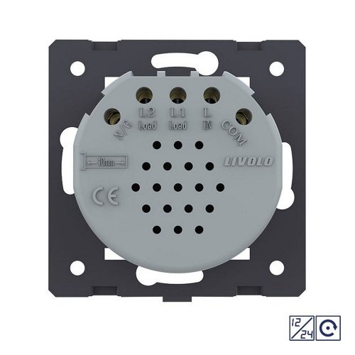 Двухклавишная сенсорная кнопка Quadro 12/24В, цвет серый (механизм) Livolo фото 4