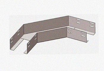 Лоток угловой глухой КГГ 100х50-90 УТ1,5 поворот на 90, горячее цинкование, S1,5