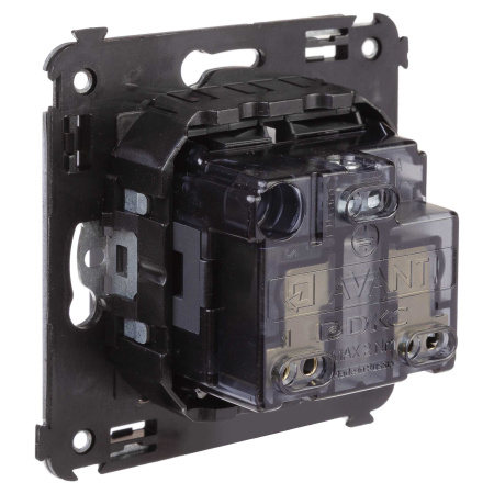 Розетка в стену, 2P+E, с з/ш, "Avanti", "Черный матовый" DKC