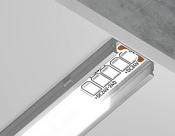 Алюминиевый профиль накл. серебро/матовый рассеиватель 2000*15.5*6, 2 заглушки, 4 крепл. в комплекте (для ленты до 11мм) Ambrella Light