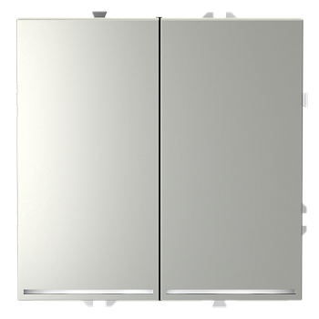 Выключатель встраиваемый Voltum S70 двухклавишный с подсветкой 10А, (сталь)