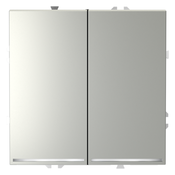 Выключатель встраиваемый Voltum S70 двухклавишный с подсветкой 10А, (сталь)