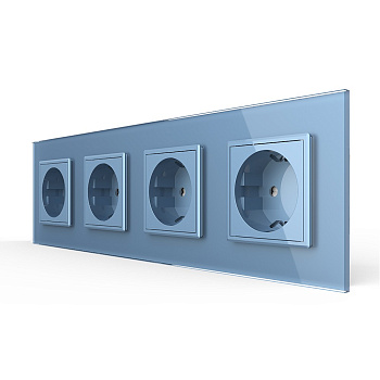 Розетка 4 модуля Синяя Livolo