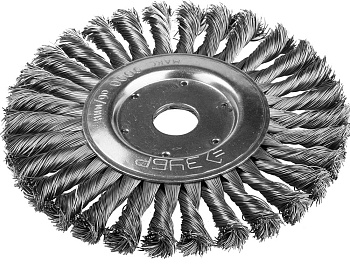 ЭКСПЕРТ. Щетка дисковая для УШМ, плетеные пучки стальной проволоки 0,5мм, 200х22мм ЗУБР
