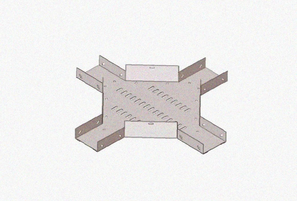 Лоток крестообразный замковый глухой КМЗГ 400х80 УТ1,5, горячее цинкование, S1,5