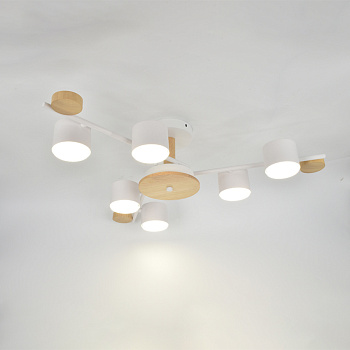 Люстра под лампу GCHL-6GX53-M Белая+Дерево Венто General