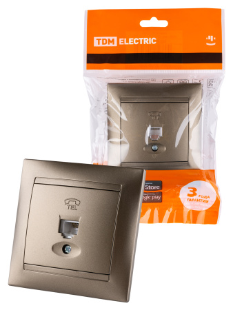 Розетка телефонная RJ11 бронза "Лама" TDM Розетка телефонная RJ11 бронза "Лама" TDM