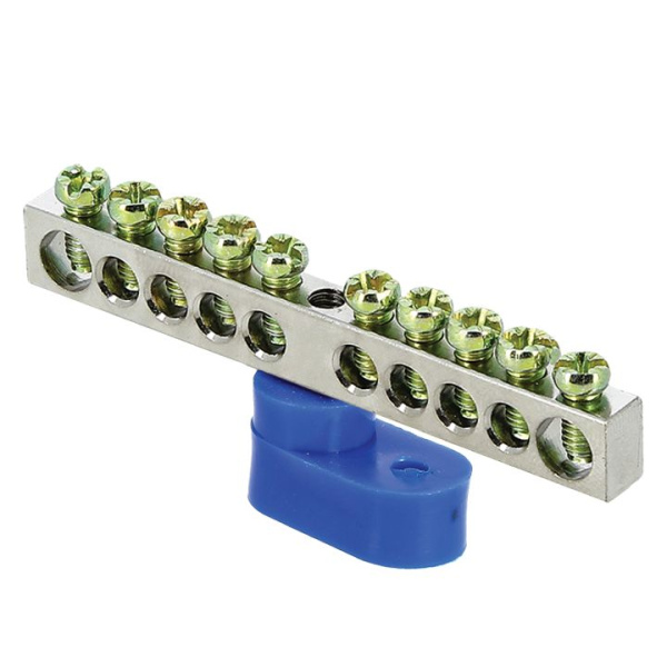 Шина "0" N (6x9мм) 10 отв, цинк синий угловой изолятор PROxima EKF