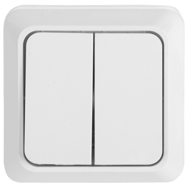 Выключатель 2-кл. открытой установки IP20 10А, белый "Альфа" General