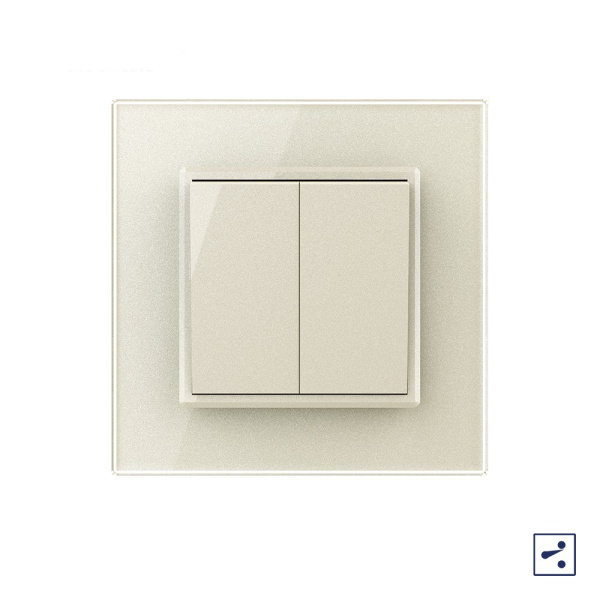 Двухклавишный проходной механический выключатель 1 пост, цвет жемчужный Livolo