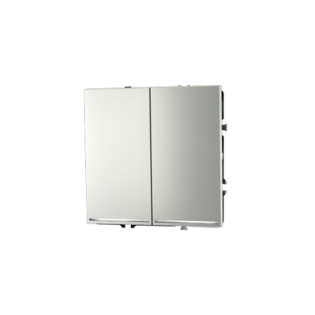 Выключатель встраиваемый Voltum S70 двухклавишный с подсветкой 10А, (сталь)