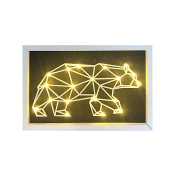 12-181 Светодиодный ночник "Медведь", теплый белый, 2хАА, МДФ, 300х200х40мм. Apeyron