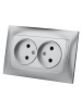 Розетка двойная 2П 10А 250В серебр. металлик "Лама" TDM