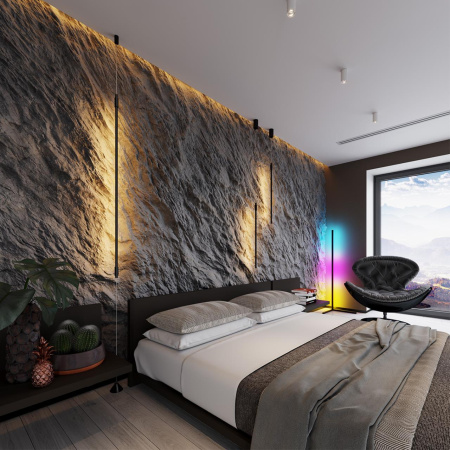 Напольный св-к c ПДУ IP20 LED 6W RGBW 1125Лм 3000K чёрный FILLINI ODEON LIGHT