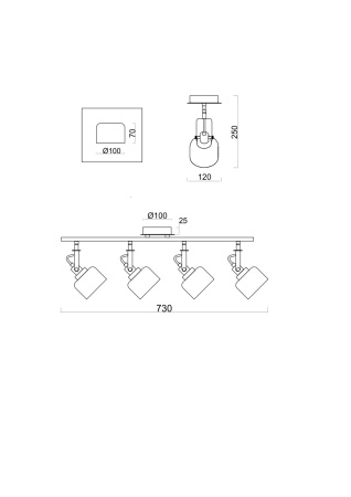 Спот 4*E14 40Вт Черный и Хром IP20 Evette FR5042CW-04B Freya