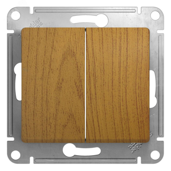 GLOSSA  Механизм переключателя СУ 2-кл. проходной 10А дерево дуб IP20 Schneider Electric