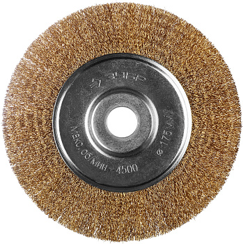 Профессионал. Щетка дисковая для УШМ, витая стальная латунированная проволока 0,3мм, 175х22мм ЗУБР