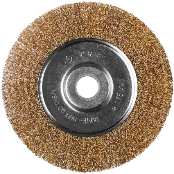 Профессионал. Щетка дисковая для УШМ, витая стальная латунированная проволока 0,3мм, 175х22мм ЗУБР