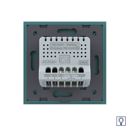 Одноклавишный сенсорный Адаптивный диммер 1 пост, цвет зеленый Livolo