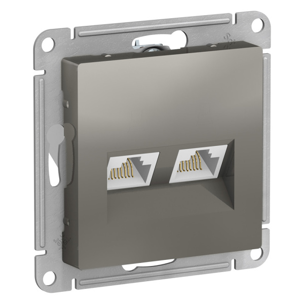 ATLASDESIGN Механизм розетки двойная компьютерная RJ45+RJ45 категория 5E сталь Schneider Electric 