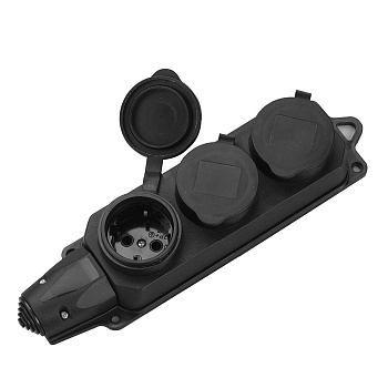 Розеточная колодка GSB-16-3-G-IP44, 16А, 3 места, с заземлением, без выключателя, IP44 General