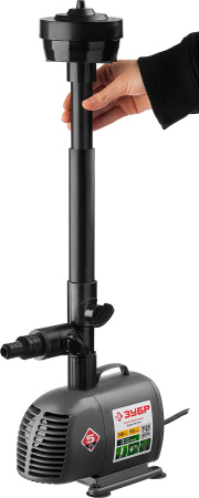 Насос фонтанный, ЗНФЧ-50-3.4, для чистой воды, напор 3,4 м, насадки: колокольчик, гейзер, каскад, 85 Вт, 50 л/мин ЗУБР