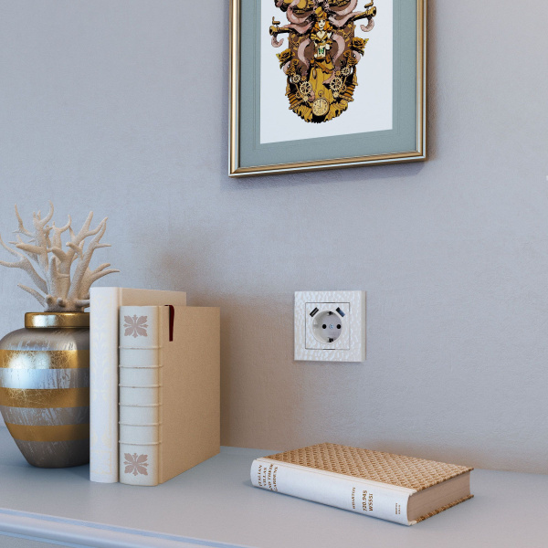 Накладка для розетки USB (белый) Hammer СУ IP20 Werkel