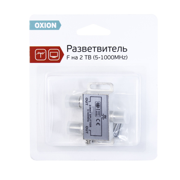 Разветвитель на 2 TV (5-1000MHz) на F в блистере