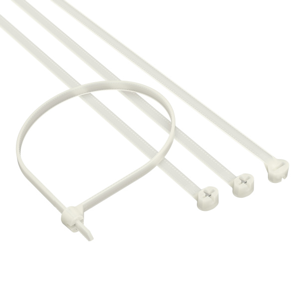 Хомут P6.6 с двойным замком, белый 3,6x300 DKC