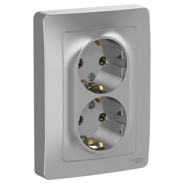 BLANCA Розетка СУ 2 мест. с з/з, без шторок 16А алюминий IP20 Schneider Electric