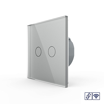 Сенсорный радиоуправляемый выключатель для жалюзи 2 клавиши 1 модуль Серый Livolo