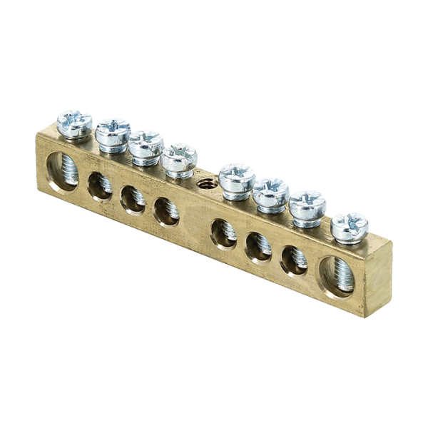 Шина PEN "ноль-земля" (6x9мм) 8 отверстий латунь крепеж по центру PROxima EKF