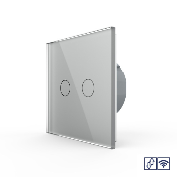 Сенсорный радиоуправляемый выключатель для жалюзи 2 клавиши 1 модуль Серый Livolo
