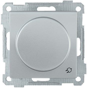 Розетка РС16-1-0-Б с з/з с защитной шторкой и крышкой 16А BOLERO серебряный IEK
