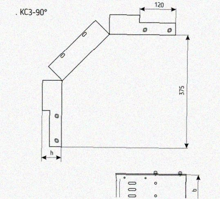 Лоток замковый перфорированный КСЗ 50х50-90 УХЛ1 для поворота трассы вниз на 90, горячее цинкование S1,5