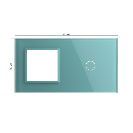 Панель для розетки и сенсорного выключателя, 1 клавиша, цвет зеленый, стекло Livolo