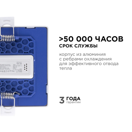 06-26 Светодиодная панель встраиваемая квадр. 220В, 8Вт, CRI:80Ra, 640Лм, 95*95/75*75мм, алюминиевый корпус, изолированный драйвер, 4500К Apeyron