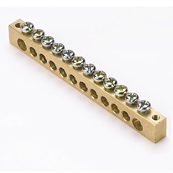 Шина PEN "ноль-земля" (8х12мм) 12 отверстий латунь крепеж по краям PROxima EKF