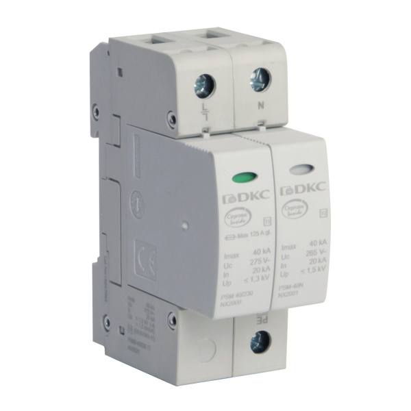 УЗИП, класс II, 2-полюсный, L-N-PE, 40кА DKC