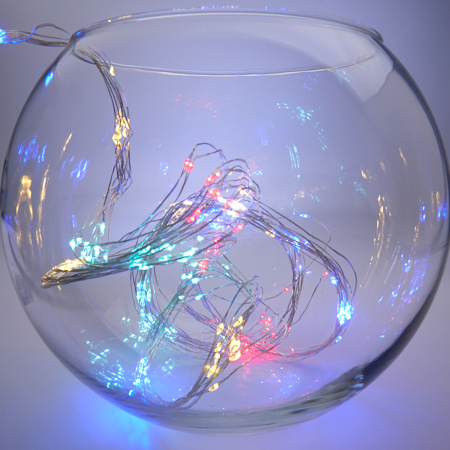 Св/д гирлянда Feron CL53 2м + 1м мультиколор,статичная, с питанием от батареек, прозр.шнур