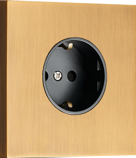 Donel N96 Розетка Schuko с заземлением, со шторками 16A 250 В~, Латунь, серия DT Donel N96 Розетка Schuko с заземлением, со шторками 16A 250 В~, Латунь, серия DT