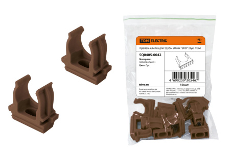 Крепеж-клипса для трубы 20 мм (1шт) "ЭКО" (бук) TDM