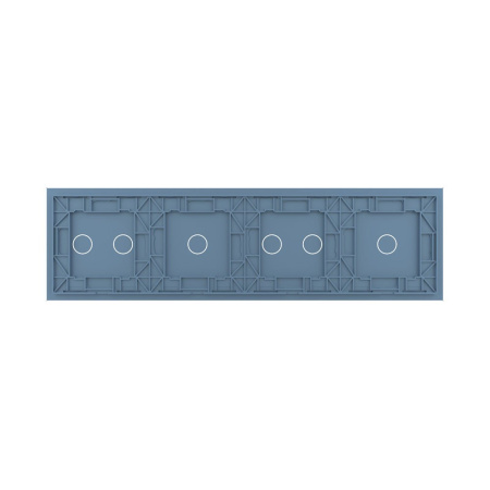 Панель для четырех сенсорных выключателей, 6 клавиш (1+2+1+2), цвет синий, стекло Livolo
