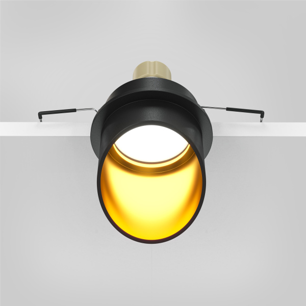 Встраиваемый светильник 1*GU10 12Вт Черный с Золотом IP20 Downlight DL044-01-GU10-B Technical Maytoni