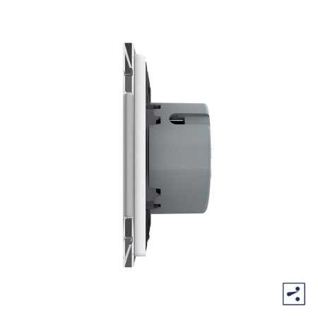 Сенсорный проходной выключатель Quadro 2 клавиши 1 пост Белый Livolo