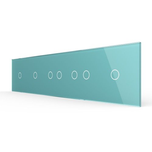 Панель для пяти сенсорных выключателей, 7 клавиш (1+1+2+2+1), цвет зеленый, стекло Livolo