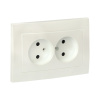 Валенсия Лицевая панель розетка 2-местной б/з 10А жемчуг с защ, штор, EKF