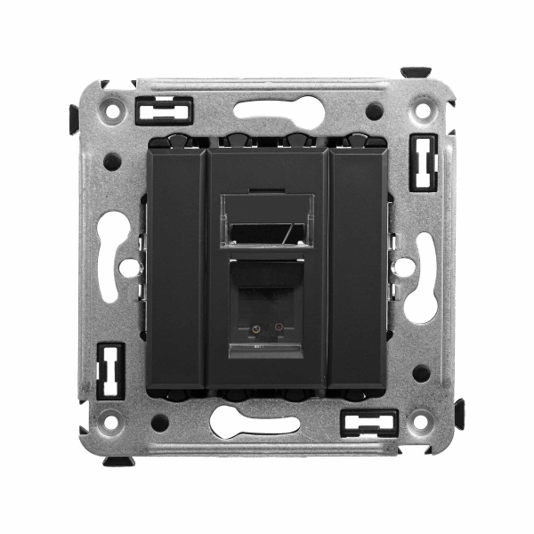 Телефонная розетка RJ-12 в стену одинарная, "Avanti", "Черный матовый" DKC Телефонная розетка RJ-12 в стену одинарная, "Avanti", "Черный матовый" DKC